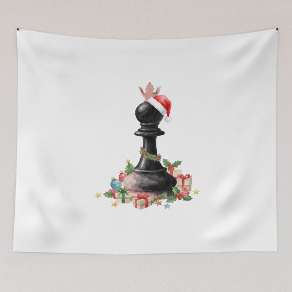 Item preview, Christmas Chess Queen  Watercolor King Piece with Santa Hat and Gifts designed and sold by Anastasiia Yurevych.