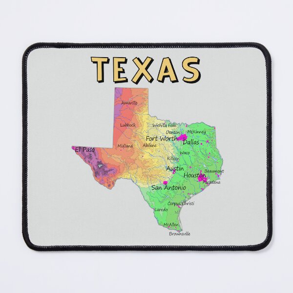 Item preview, Vibrant Texas Topography Map - Major Cities & Landscape T-Shirt designed and sold by mashmosh.