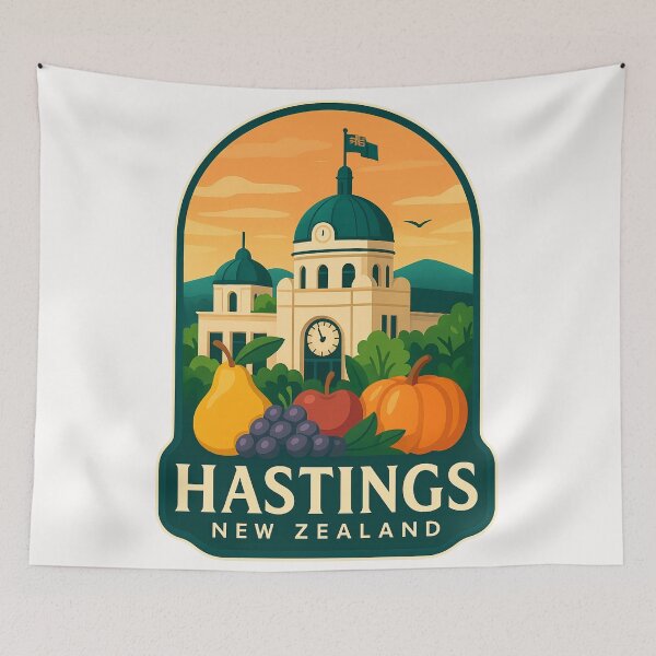 Item preview,  Clocktower and Market in Hastings, New Zealand designed and sold by Places On Earth.