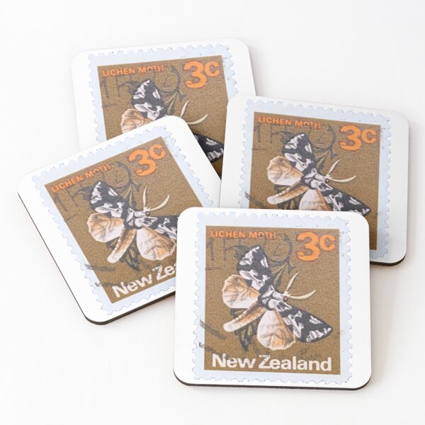 Artikelvorschau, Vintage-Briefmarke mit neuseeländischem Flechtenmottenmotiv entworfen und verkauft von red-amber65.