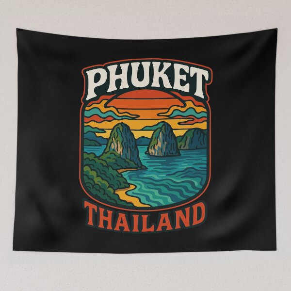 Item preview, Phuket Island Thailand Retro Trippy Art Travel designed and sold by TomFrontierArt.