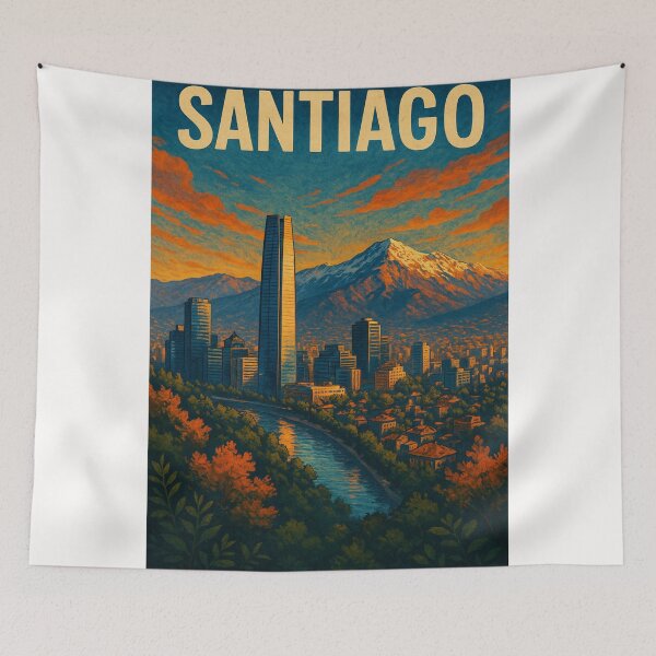 Item preview, Santiago Skyline with Andes Mountains at Dusk designed and sold by Places On Earth.