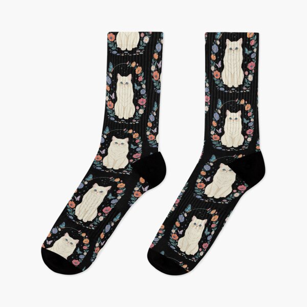 Item preview, Pretty Cat Flowers Butterflies Cute Cat Lover designed and sold by Gogetgiggles.