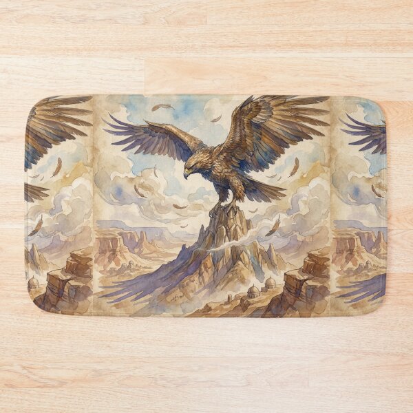 Item preview, Roc atop a Mountain creature of folklore watercolor artwork illustration designed and sold by Vintage Designs +.