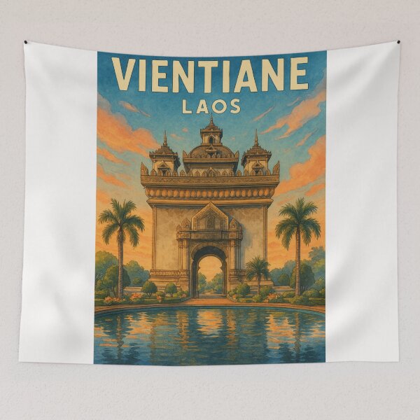 Item preview,  Patuxai Monument at Sunset, Vientiane, Laos designed and sold by Places On Earth.