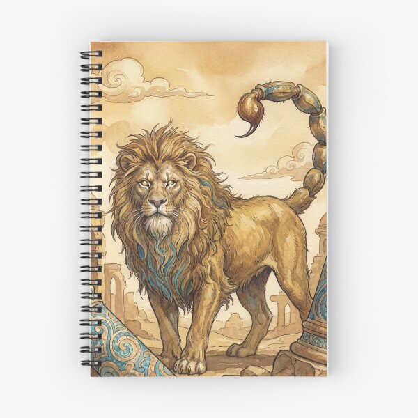 Item preview, Persian Manticore creature of folklore watercolor artwork illustration designed and sold by Vintage Designs +.