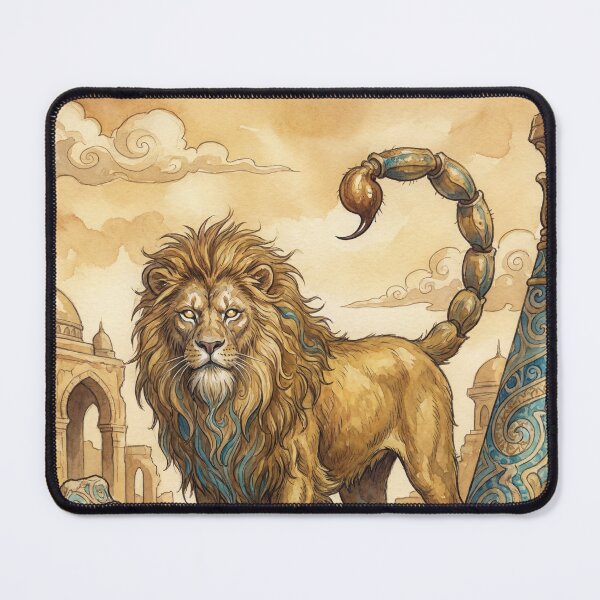 Item preview, Persian Manticore creature of folklore watercolor artwork illustration designed and sold by Vintage Designs +.