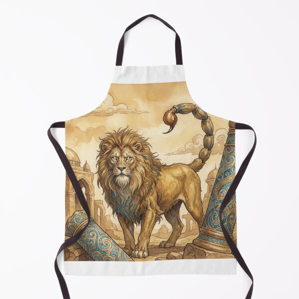 Item preview, Persian Manticore creature of folklore watercolor artwork illustration designed and sold by Vintage Designs +.