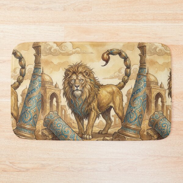 Item preview, Persian Manticore creature of folklore watercolor artwork illustration designed and sold by Vintage Designs +.
