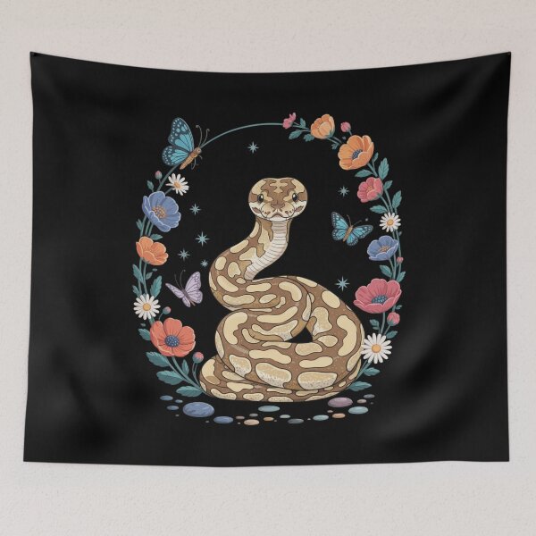 Item preview, Ball Python Butterfly Flower Garden Nature designed and sold by Gogetgiggles.