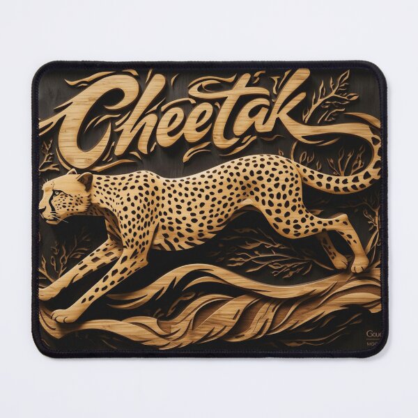 Item preview, Dynamic Cheetah Wood Carving Fastest Safari Animal Art designed and sold by SavannaStrikes.