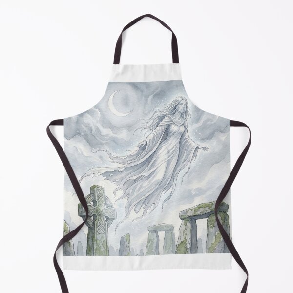 Item preview, Banshee in the Moonlit Circles of the Henge creature of folklore watercolor artwork illustration designed and sold by Vintage Designs +.