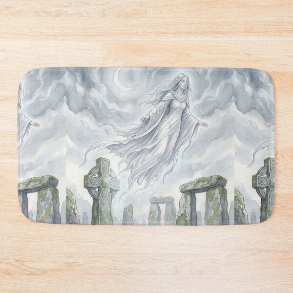 Item preview, Banshee in the Moonlit Circles of the Henge creature of folklore watercolor artwork illustration designed and sold by Vintage Designs +.