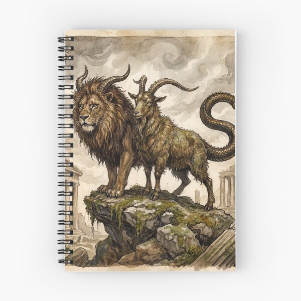 Item preview, Chimera creature of folklore watercolor artwork illustration designed and sold by Vintage Designs +.