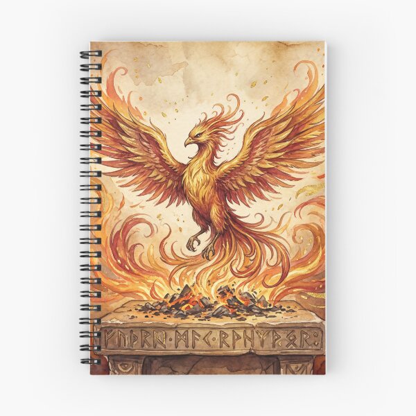 Item preview, Phoenix Rising creature of folklore watercolor artwork illustration designed and sold by Vintage Designs +.