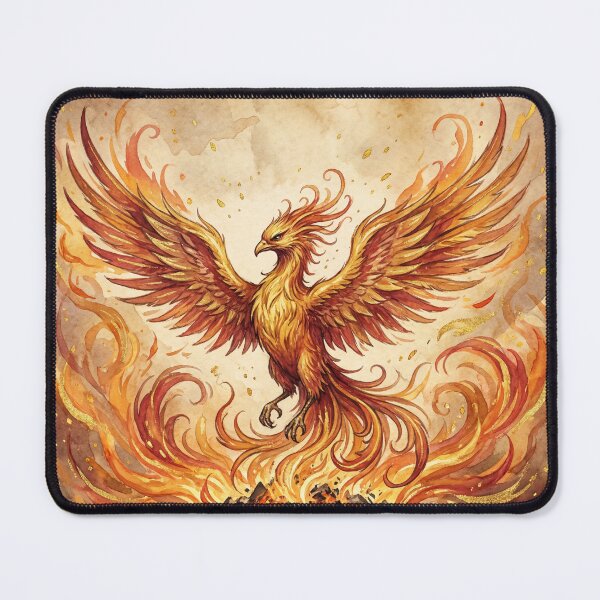 Item preview, Phoenix Rising creature of folklore watercolor artwork illustration designed and sold by Vintage Designs +.