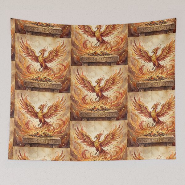Item preview, Phoenix Rising creature of folklore watercolor artwork illustration designed and sold by Vintage Designs +.