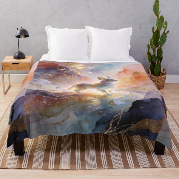 Item preview, Ethereal Spirit Dog Art | Gold Leaf Fluid Abstract Watercolor Print | Mystical Luxury Decor designed and sold by Cherrydora.