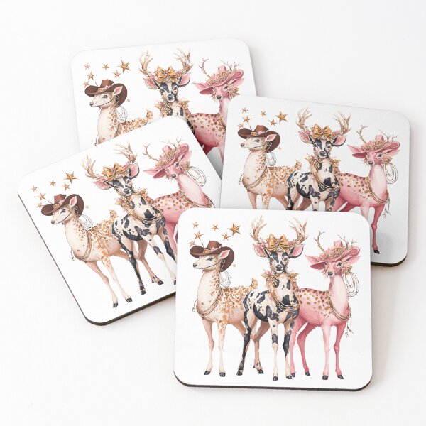 Item preview, Festive Deer with Cowboy Hats and Floral Adornments - Whimsical Holiday Art designed and sold by Anastasiia Yurevych.