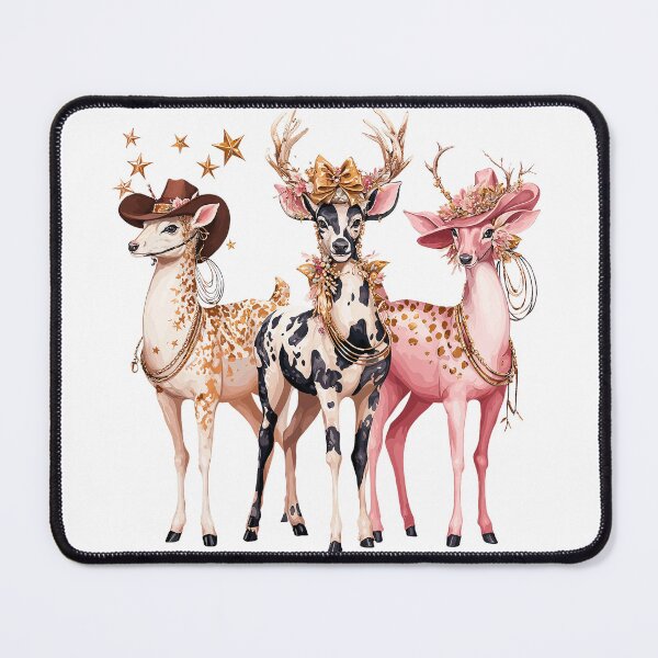 Item preview, Festive Deer with Cowboy Hats and Floral Adornments - Whimsical Holiday Art designed and sold by Anastasiia Yurevych.