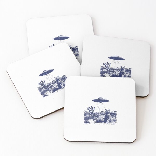 Item preview, UFO Abduction Cat — Monochromatic Desert Alien Visitor Illustration designed and sold by Colorful-Garden.