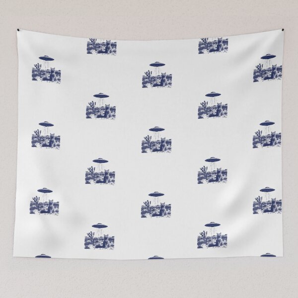 Item preview, UFO Abduction Cat — Monochromatic Desert Alien Visitor Illustration designed and sold by Colorful-Garden.