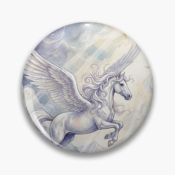 Item preview, Pegasus creature of folklore watercolor artwork illustration designed and sold by Vintage Designs +.