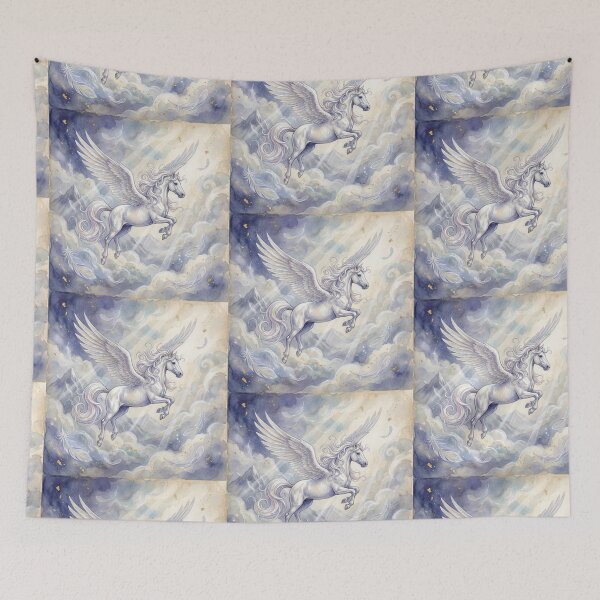 Item preview, Pegasus creature of folklore watercolor artwork illustration designed and sold by Vintage Designs +.