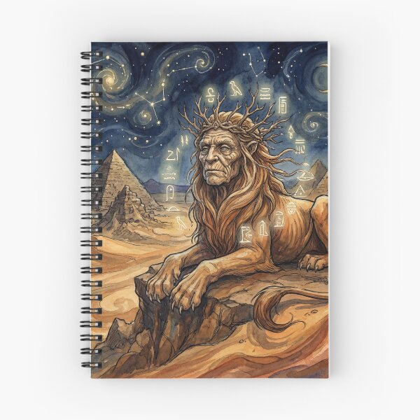 Item preview, Sphinx and Pyramids creature of folklore watercolor artwork illustration designed and sold by Vintage Designs +.