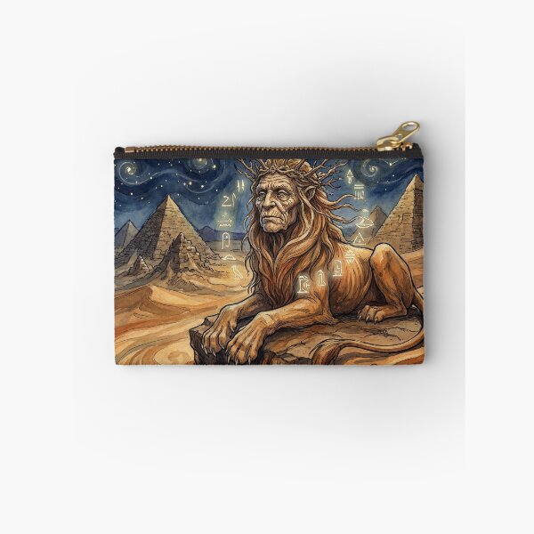Item preview, Sphinx and Pyramids creature of folklore watercolor artwork illustration designed and sold by Vintage Designs +.