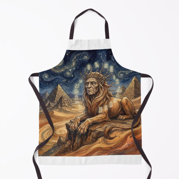 Item preview, Sphinx and Pyramids creature of folklore watercolor artwork illustration designed and sold by Vintage Designs +.