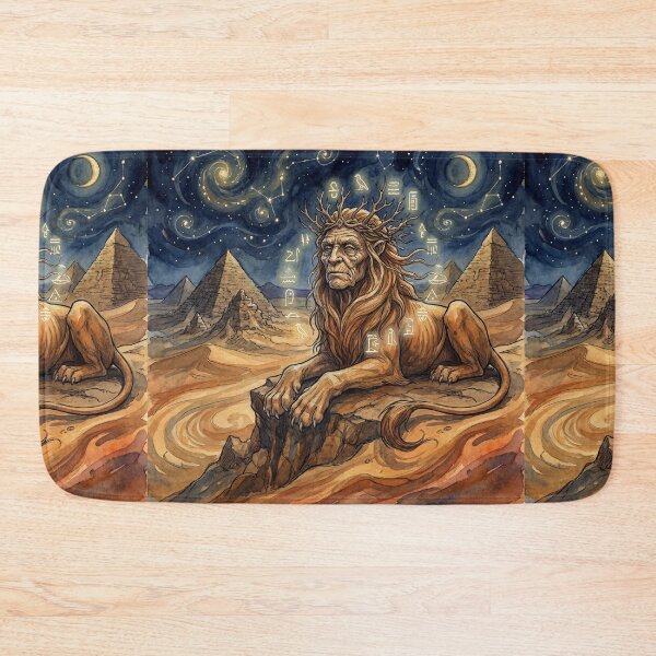 Item preview, Sphinx and Pyramids creature of folklore watercolor artwork illustration designed and sold by Vintage Designs +.