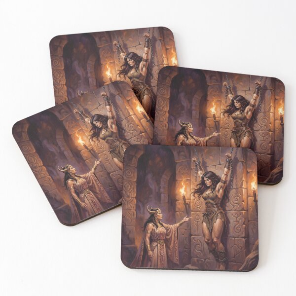 Item preview,  Amazon Interrogation of a Barbarian warrior woman in Defiance illustration fantasy art style designed and sold by Vintage Designs +.