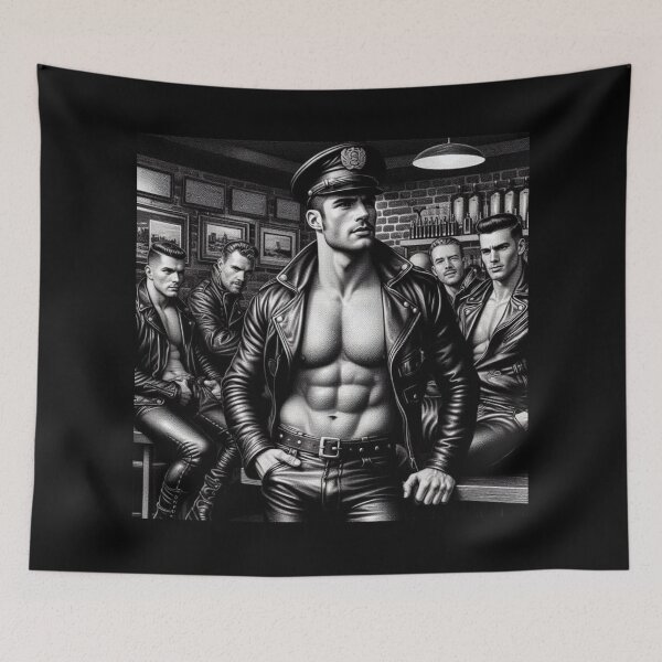 Item preview, Vintage Leather Daddy Berlin New Arrival Brotherhood Leather Bar Pride Tom of Finland Tribute Graphic Design designed and sold by ItsAKinkThing.