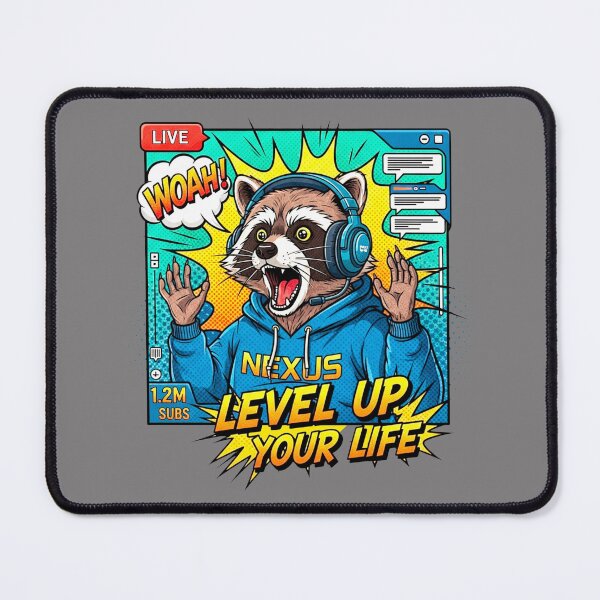 Item preview, Comic Book Style Gamer Raccoon Level Up designed and sold by SholoStudio.