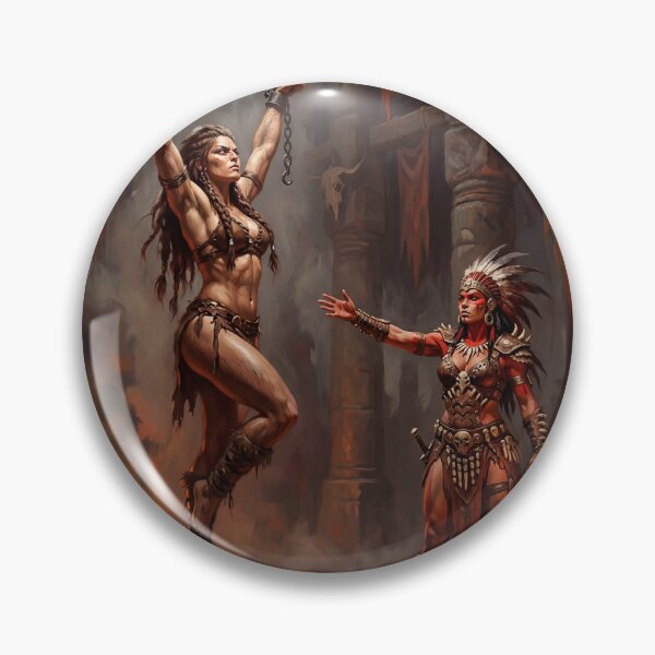 Artikelvorschau, Schamanisches Verhör einer barbarischen Kriegerin in Defiance-Illustration im Fantasy-Kunststil entworfen und verkauft von Vintage Designs +.