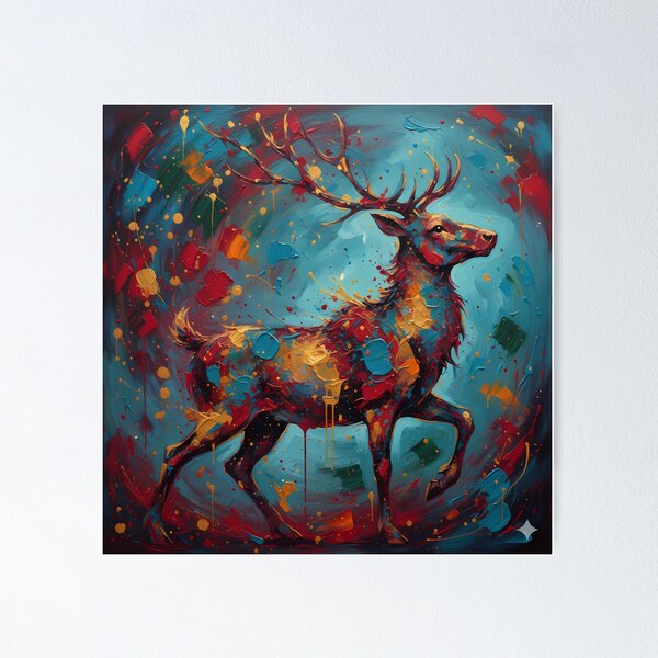 Item preview, Majestic Reindeer in Abstract Colors designed and sold by digisetumedia.