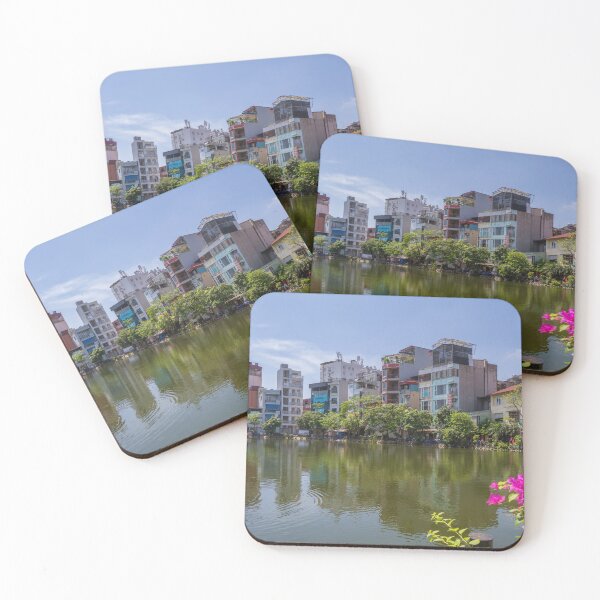 Item preview, View of houses and buildings on a lake in Hanoi designed and sold by WorldScenery.