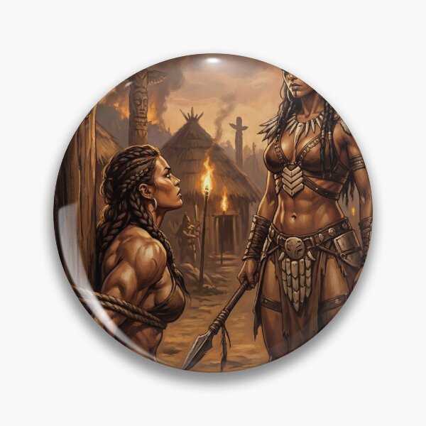 Artikelvorschau, Schamanisches Verhör einer barbarischen Kriegerin in Defiance-Illustration im Fantasy-Kunststil entworfen und verkauft von Vintage Designs +.