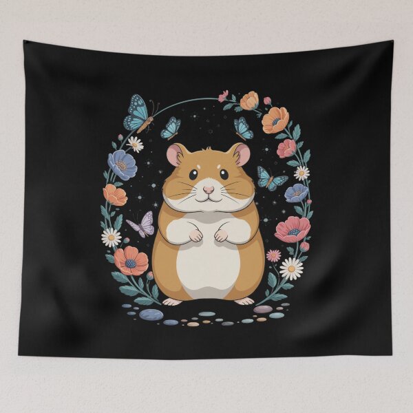 Item preview, Cute Hamster Flowers Butterflies Springtime Aesthetic designed and sold by Gogetgiggles.
