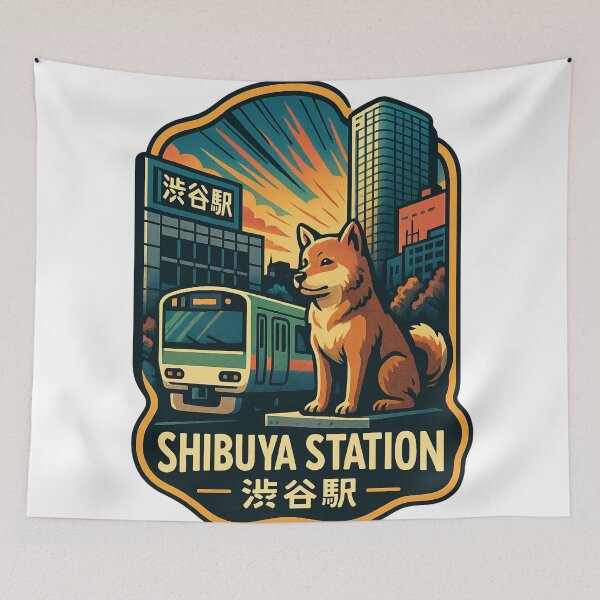 Item preview, Shibuya Station and Hachiko Statue Tokyo Landmark designed and sold by StampMyPassport.