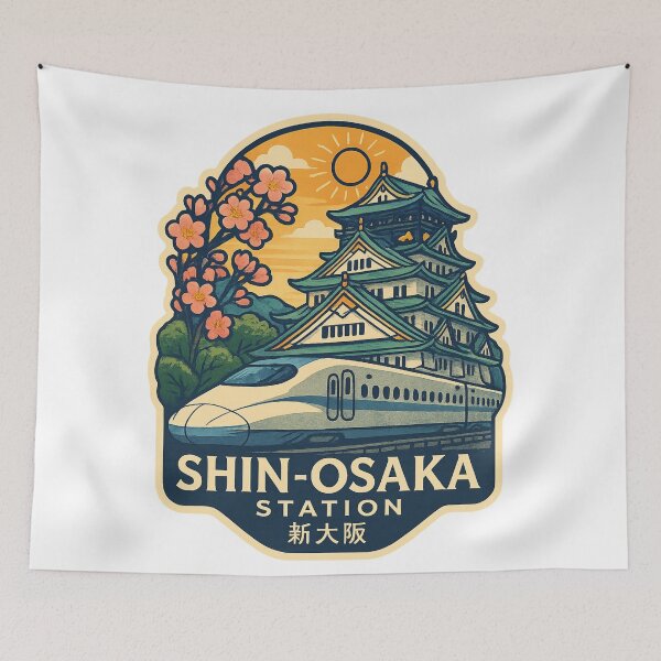 Item preview, Shin-Osaka Station with Bullet Train and Castle View designed and sold by StampMyPassport.