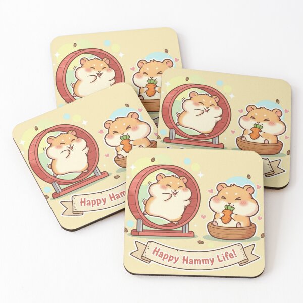 Item preview, Happy Hammy Life! Cute Hamster Running Wheel & Carrot Snack Design designed and sold by Tidarat-27.