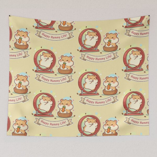 Item preview, Happy Hammy Life! Cute Hamster Running Wheel & Carrot Snack Design designed and sold by Tidarat-27.