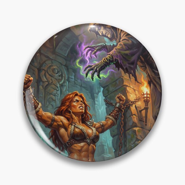 Artikelvorschau, Barbarin, gefangen genommen von einem bösen Skelett-Nekromanten (Illustration im Fantasy-Stil) entworfen und verkauft von Vintage Designs +.