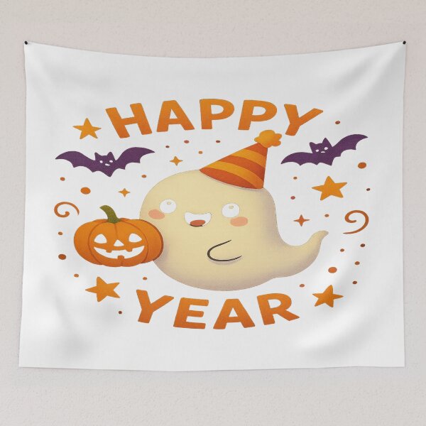 Item preview, Cute Glowing Ghost Happy Year Halloween Design designed and sold by HiteshArt111.