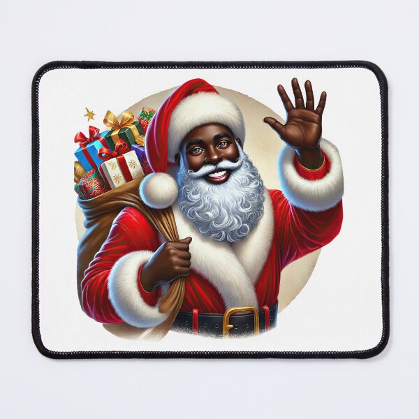 Item preview, Happy Black Santa Waving – African American Santa Carrying Gifts designed and sold by Lulunza.