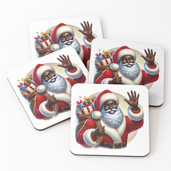 Item preview, Happy Black Santa Waving – African American Santa Carrying Gifts designed and sold by Lulunza.