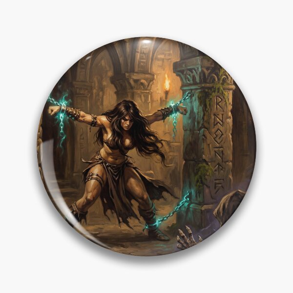 Artikelvorschau, Barbarin, gefangen genommen von einem bösen Skelett-Nekromanten (Illustration im Fantasy-Stil) entworfen und verkauft von Vintage Designs +.