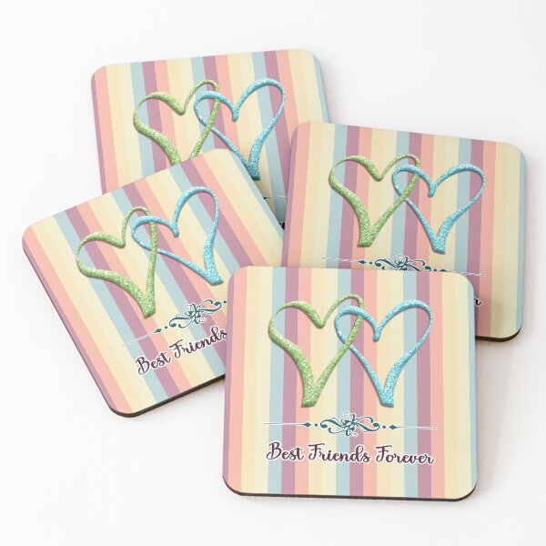 Item preview, Best Friends Forever (Two Hearts Locks Together/Colorful Stripes Bkgd) designed and sold by SideDishDesign.